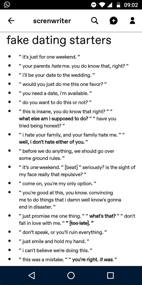fake dating writing prompts